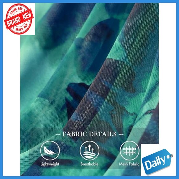 Spaghetti Strap Maxi Dress Lightweight Mesh Floral Print Party Beach - Picture 6 of 8